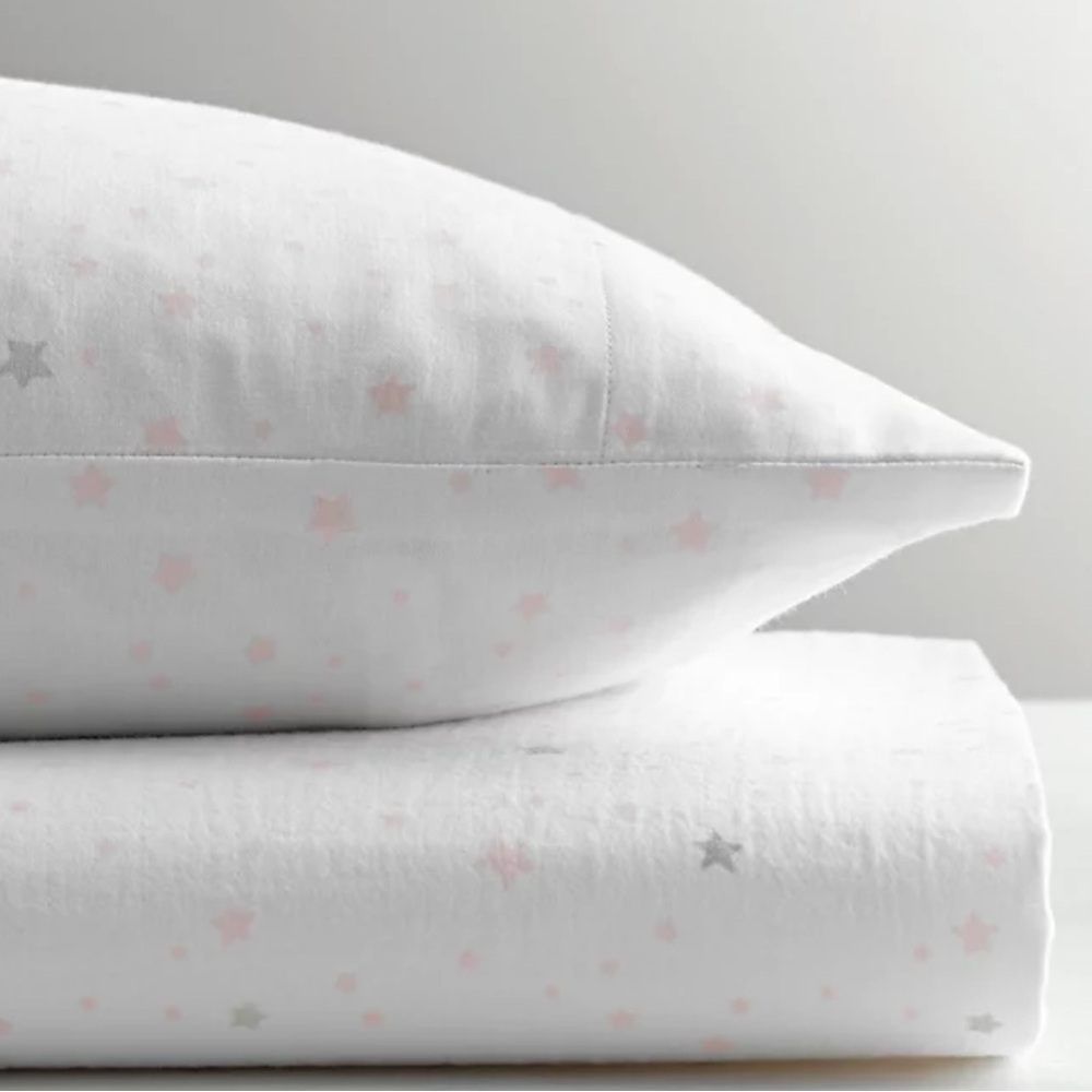 Restoration Hardware RH Baby Star Print Pillow Case - Petal Pink and Grey